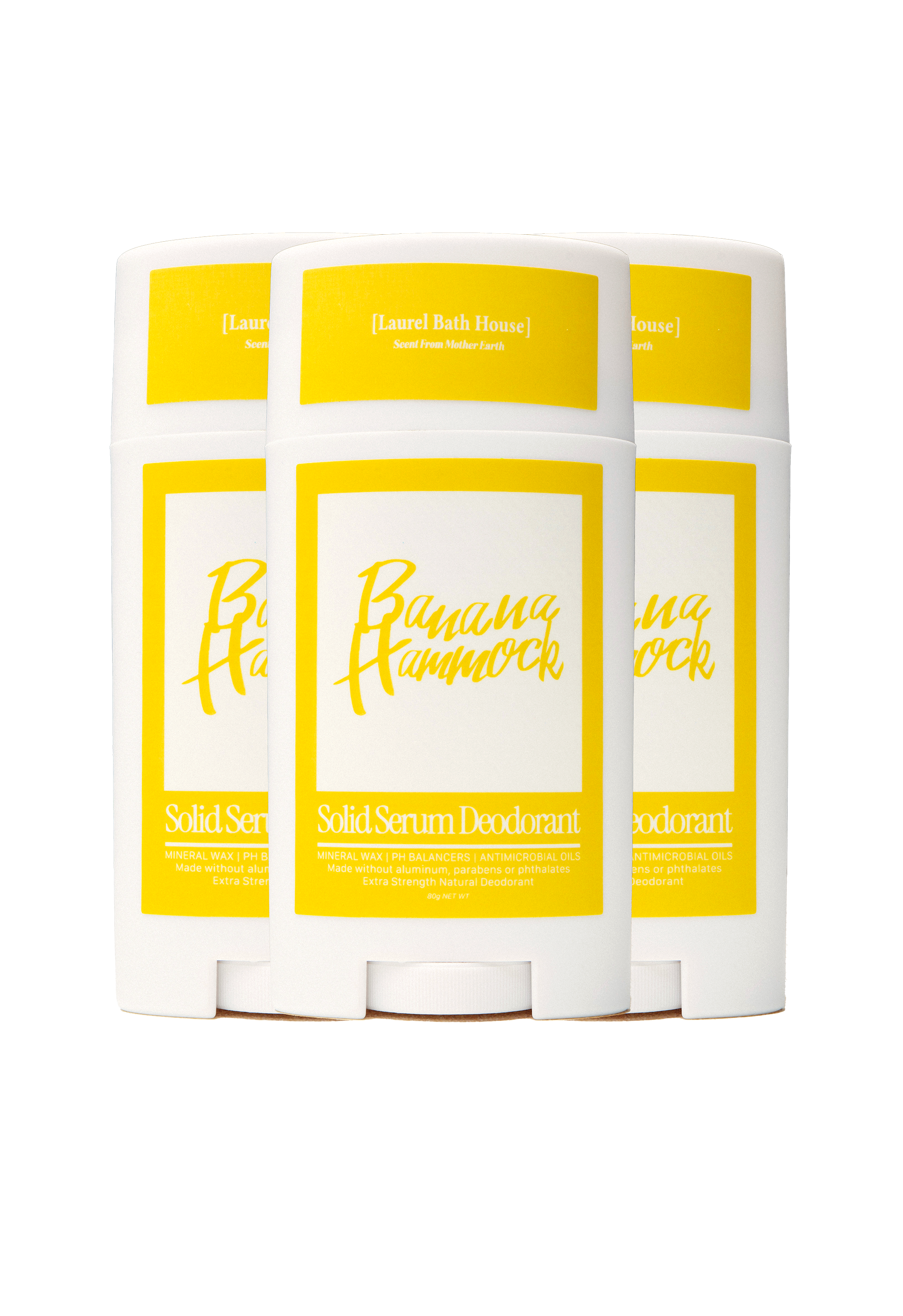 3-Pack Banana Hammock Deo by Laurel Bath House – coconut, bergamot & teak scent